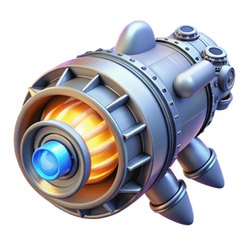 unforgettable avant-garde Spaceship engine, glowing thruster, intricate details with Transparent Background 4K png