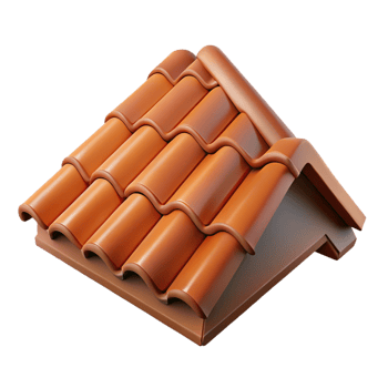 glorious unforgettable Hyper-specific professional render of a single, weathered, terracotta roof tile Isolated cutout with Transparent Background png
