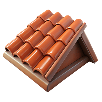 beautiful avant-garde Hyper-specific professional render of a single, weathered, terracotta roof tile Isolated cutout with Transparent Background refined png