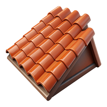 quintessential impressionist Hyper-specific professional render of a single, weathered, terracotta roof tile Isolated cutout with Transparent Background gallery standard png