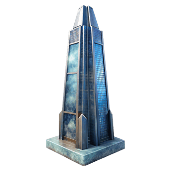 elegant traditional Nebula Skyscraper Transparent Background Side View Perspective authentic png