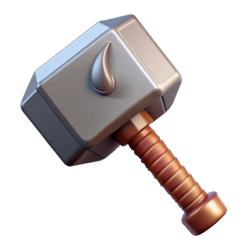 pristine acclaimed Thor's Hammer, Mjolnir, with Transparent Background png