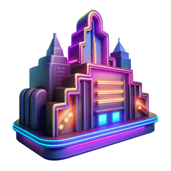 impressive creative Neon Sign in Twilight City Transparent Background Vibrant Colors professional png
