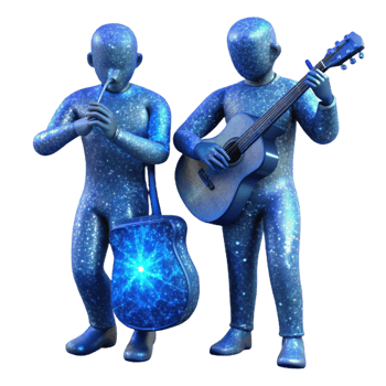 serene rustic Night Music Ensemble Transparent Background with Backlighting high quality png