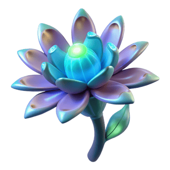 magnificent passionate mid-century Alien flower, bioluminescent petals, unusual fragrance with Transparent Background crisp png