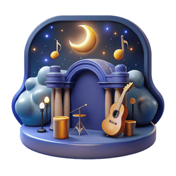 impressive rustic Night Music Scene Cutout with Detailed Shadows premium png