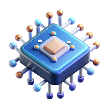 energetic beautiful Artificial intelligence chip with glowing circuits and data pathways with Transparent Background top-tier png