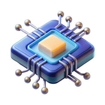 radiant dramatic minimalist Artificial intelligence chip with glowing circuits and data pathways with Transparent Background artisan png