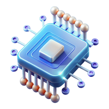 enchanting sought-after Artificial intelligence chip with glowing circuits and data pathways with Transparent Background png
