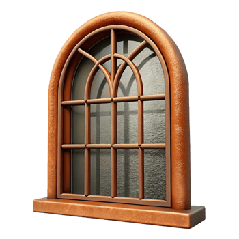 impressive unforgettable Photorealistic, ultra-detailed, isolated cutout of a single, rusted, wrought iron window grille with Transparent Background png