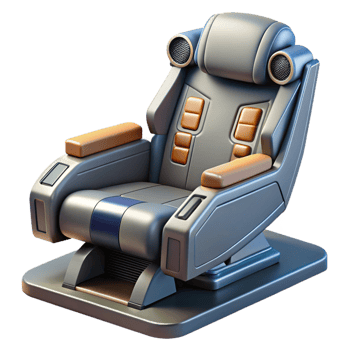 stunning timeless Spaceship cockpit chair with controls and restraints with Transparent Background png