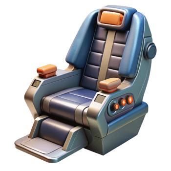 spectacular impressionist Spaceship cockpit chair with controls and restraints with Transparent Background fine detail png