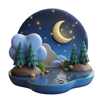 beautiful creative Nighttime Lake Scene with Starry Sky Cutout high resolution png