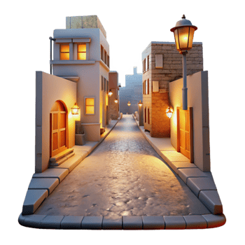 extraordinary classic Obscured City Street Cutout Transparent Background and Warm Lighting professional png
