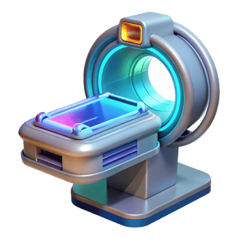 celebrated victorian Futuristic medical scanner, holographic display, diagnostic tools with Transparent Background impeccable png