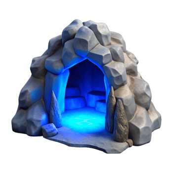 serene artistic Ocean Cave Entrance Cutout Blue Light high quality png