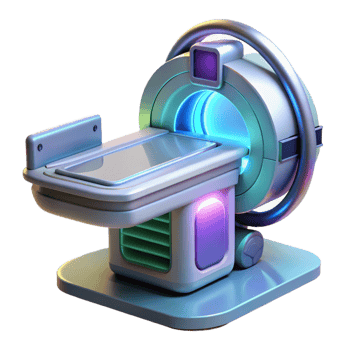 bold stunning Futuristic medical scanner, holographic display, diagnostic tools with Transparent Background top-tier png