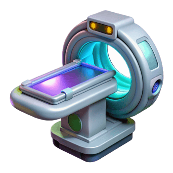 splendid rustic Futuristic medical scanner, holographic display, diagnostic tools with Transparent Background detailed png