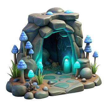 beautiful minimalist Ocean Cave Entrance Cutout Blue Light professional png