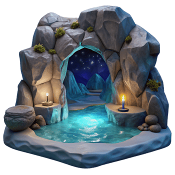 impressive rustic Ocean Cliff Cavern Cutout Moonlit Grotto Interior genuine png