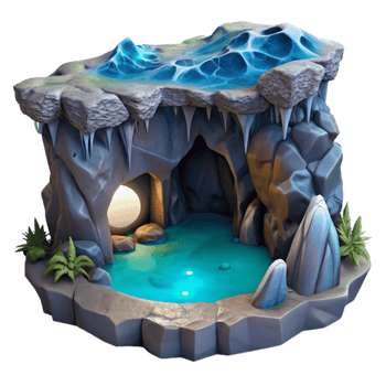 wonderful minimalist Ocean Cliff Cavern Cutout Moonlit Grotto Interior high quality png