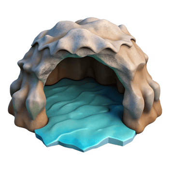 vibrant minimalist Ocean Cliff Cavern Mouth Isolated File png