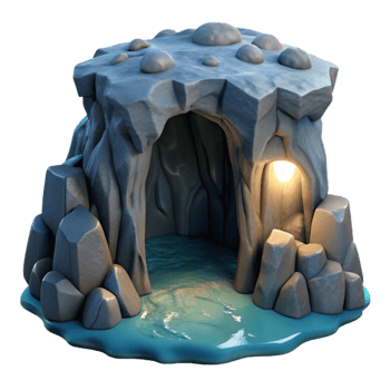 stunning abstract Ocean Cliff Cavern Transparent Background Night Scene professional png