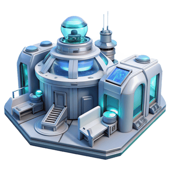 impressive distinctive A futuristic space station, modular design, sterile white environment, artificial lighting, png