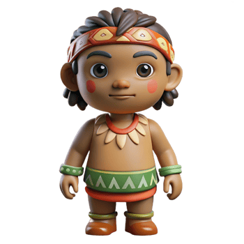 gorgeous standout Photorealistic, ultra-detailed isolated cutout of a tribal child's clay doll with painted markings with Transparent Background png