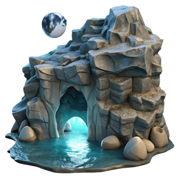 elegant modern Ocean Cliff Face with Moonlit Grotto Transparent Background high quality png