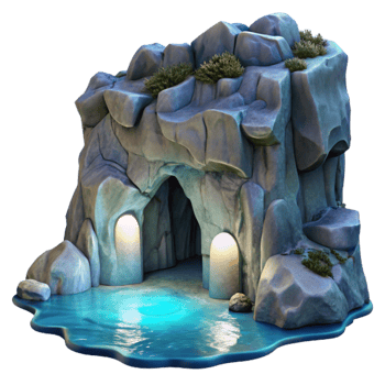 elegant classic Ocean Cliff Face with Moonlit Grotto Transparent Background high quality png