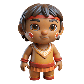 energetic majestic Photorealistic, ultra-detailed isolated cutout of a tribal child's clay doll with painted markings with Transparent Background masterfully captured png