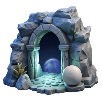 vibrant classic Ocean Cliff Grotto Moonlit Entrance Transparent Background original png