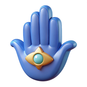 vibrant joyful geometric Hamsa Hand, protective amulet, with Transparent Background studio quality png