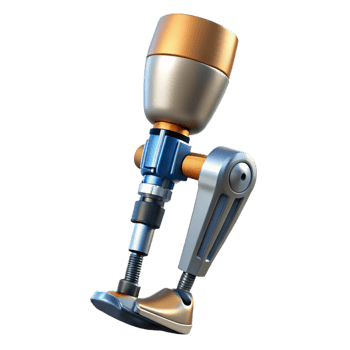 mysterious stunning Cybernetic prosthetic leg with articulated joints and hydraulics with Transparent Background artisan png