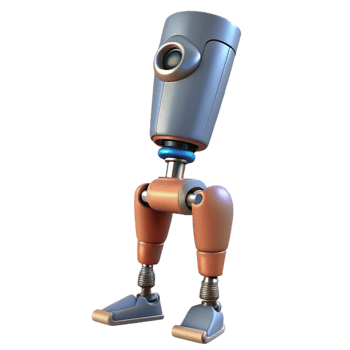 picturesque reflective nordic Cybernetic prosthetic leg with articulated joints and hydraulics with Transparent Background impeccable png