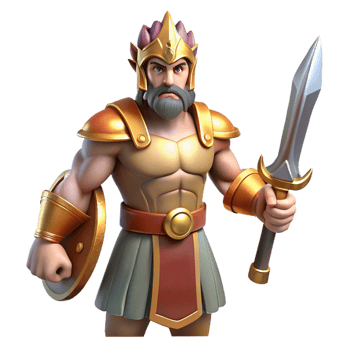 enchanting memorable Ares, God of War, holding a sword, with Transparent Background png