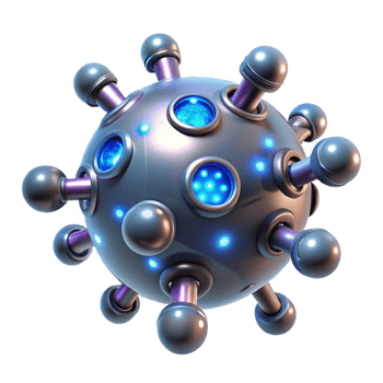 iconic mid-century Medical nanobot swarm with glowing particles and microscopic detail with Transparent Background precision png