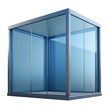 vibrant elegant Professional render, hyper-specific, isolated cutout of a single, glass curtain wall panel with Transparent Background high quality png