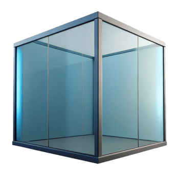 dramatic unparalleled Professional render, hyper-specific, isolated cutout of a single, glass curtain wall panel with Transparent Background png