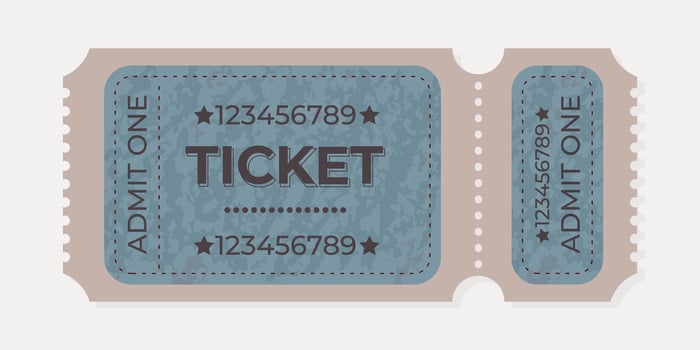 Ticket design featuring blue and beige colors with perforated edges and unique numbers vector