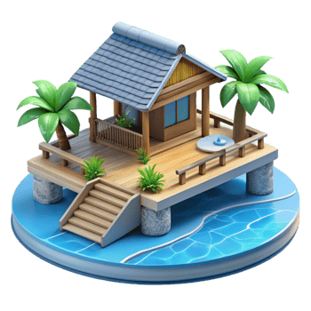 stunning contemporary Oceanfront Sundowner Retreat Isolated Tranquil Blue Waters authentic png