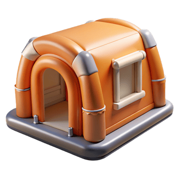pristine distinctive Concept art style, isolated cutout of a single, inflatable, emergency shelter module with Transparent Background png