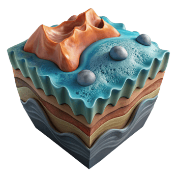 elegant minimalist Oceanic Crust Formation Isolated with Detailed Texture png