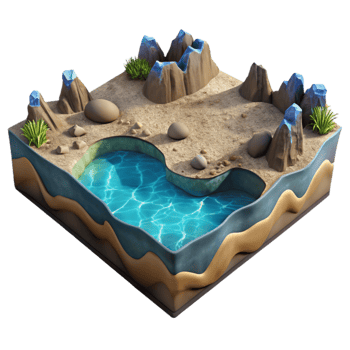 vibrant rustic Oceanic Trench Landscape Cutout with Dramatic Shadows png