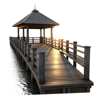 extraordinary contemporary Ocean Pier at Sunset Transparent Background Silhouette genuine png