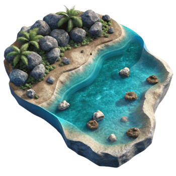 dramatic classic Ocean Shoreline Cutout Aerial View Turquoise Water Isolated detailed png