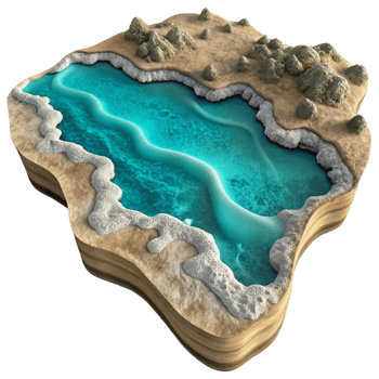 vibrant rustic Ocean Shoreline Cutout Aerial View Turquoise Water Isolated exclusive png