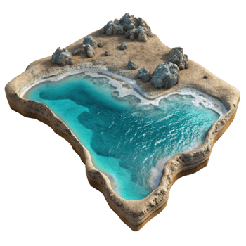 dramatic vintage Ocean Shoreline Cutout Aerial View Turquoise Water Isolated detailed png