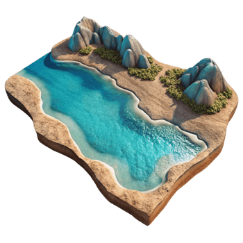 wonderful rustic Ocean Shoreline Cutout Aerial View Turquoise Water Isolated exclusive png